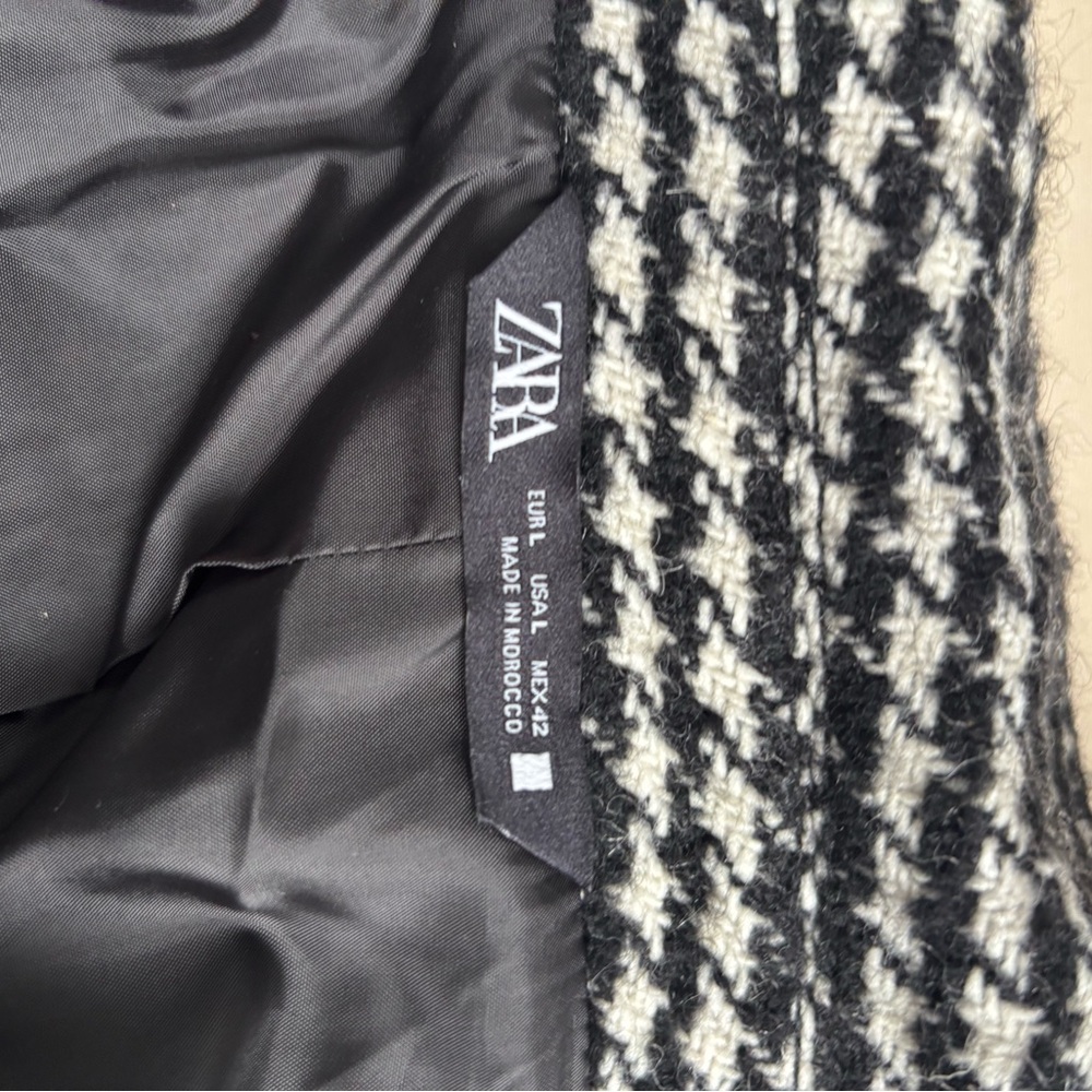 Zara Black & White Houndstooth Knit Bomber Jacket - Picture 5 of 7